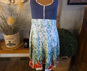 Free People Striped and Lace Detail Top